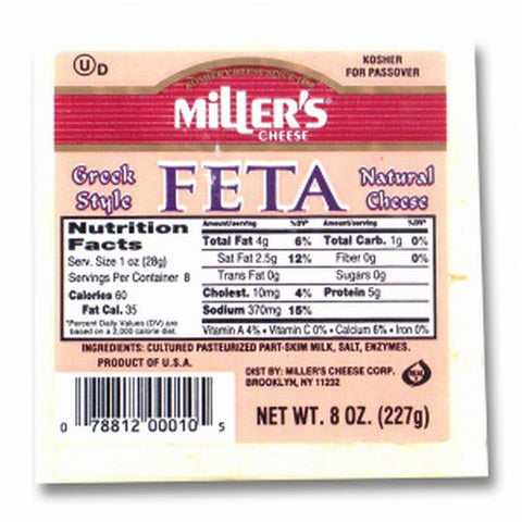 Millers Feta Cheese 12 Pack 8 oz